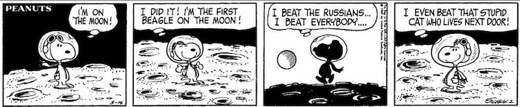 Striscia dei Peanuts (1969) a tema spaziale
